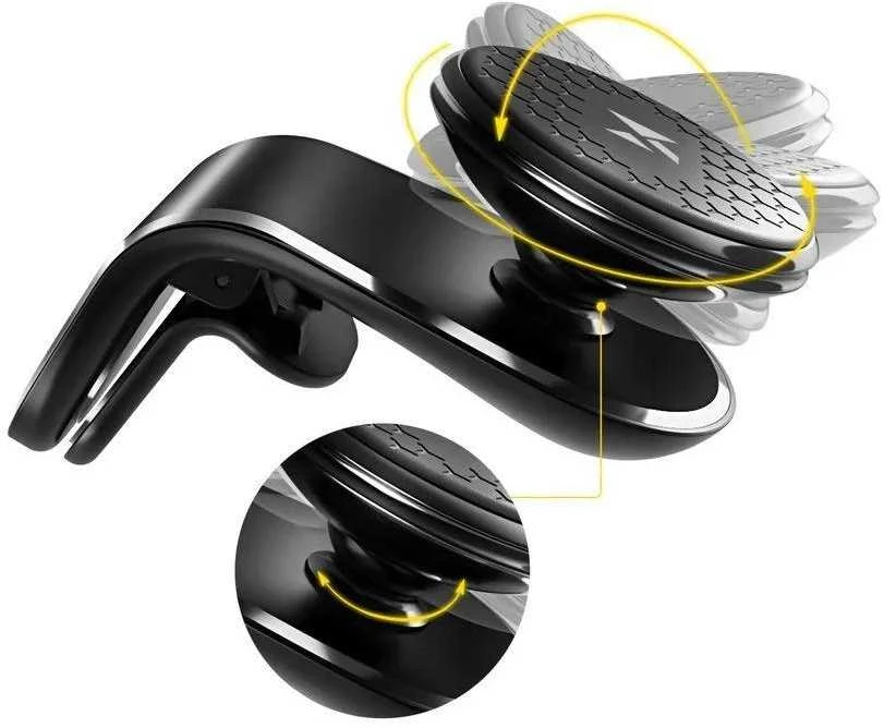 Wozinsky magnetinis telefono laikiklis oro grotelėms 360 juodos spalvos (WMH-03)