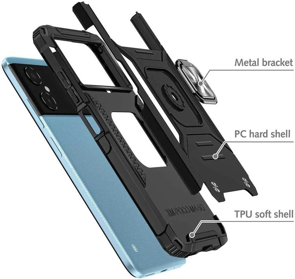 Wozinsky Ring Armor Samsung Galaxy A03 armored magnetic holder ring dėklas telefonui juodos spalvos