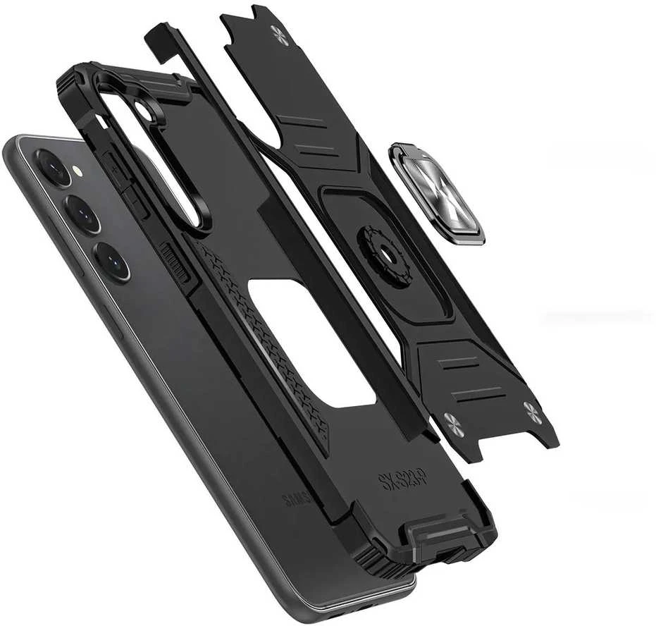 Wozinsky Ring Armor Samsung Galaxy S23 armored magnetic holder ring dėklas telefonui juodos spalvos