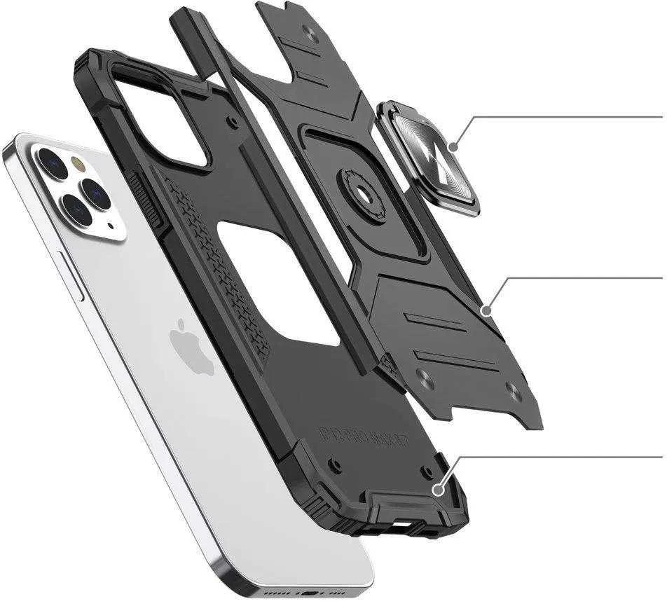 Wozinsky Ring Armor tvirtas hibridinis dėklas skirtas iPhone 13, sidabrinis