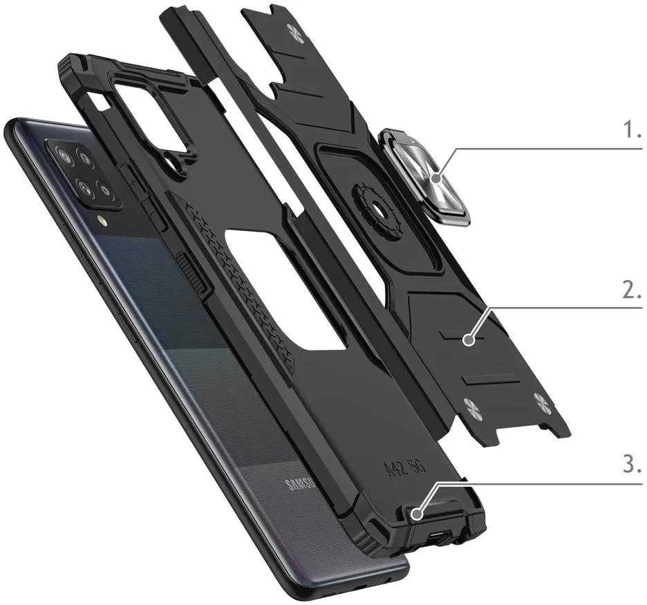 Wozinsky Ring Armor dėklas skirtas Samsung Galaxy A42 5G, juodas