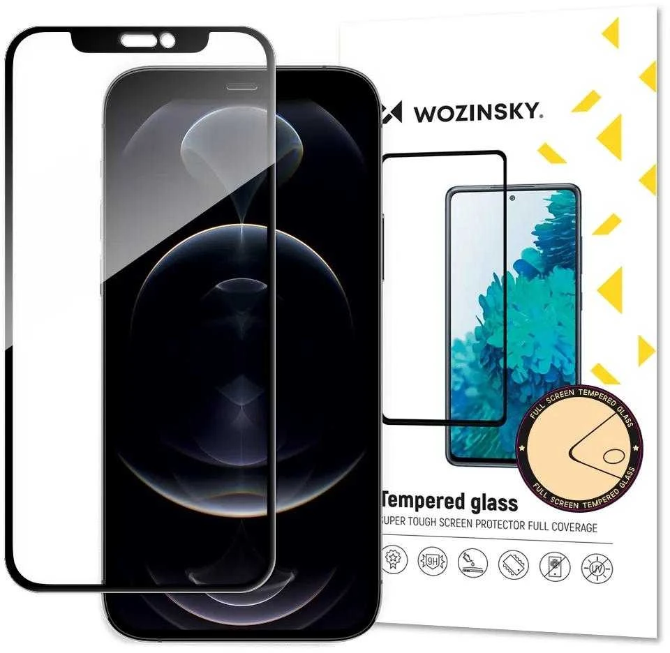 Wozinsky Super Durable Full Glue Apsauginis stiklas Pilnas padengimas su rėmeliu Draugiškas Apple iPhone 16e / 14 / 13 Pro / Apple iPhone 13 Juodas