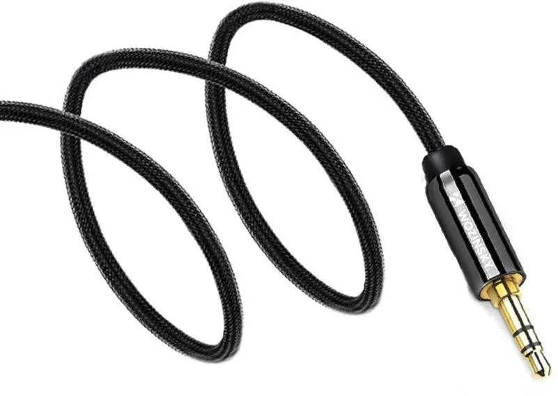Wozinsky universal mini jack cable 2x AUX cable 1.5 m juodas