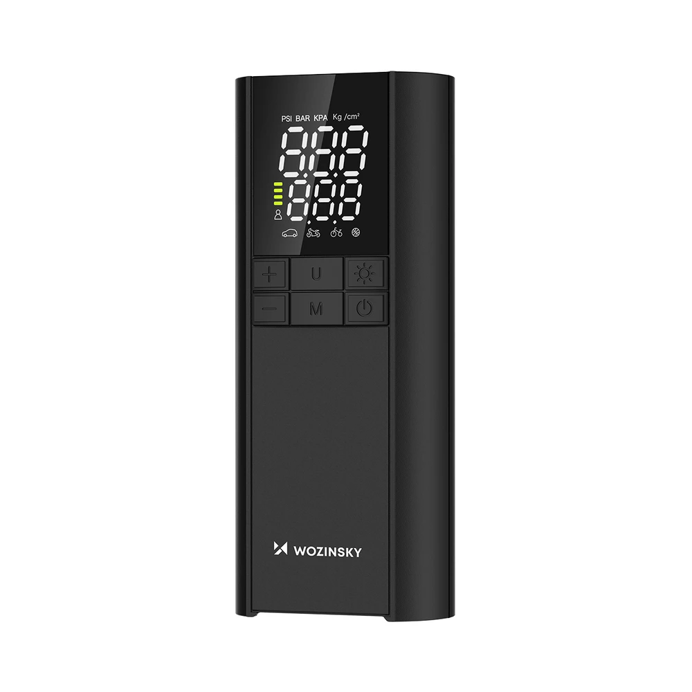 Wozinsky WPEP-8000 kompresorius, elektrinis siurblys, 8000 mAh išorinė baterija, žibintuvėlis - juodas