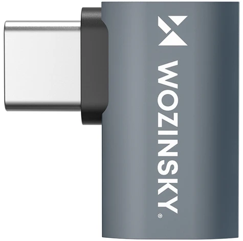 Wozinsky WPKB-01 USB-C – USB-C 40Gb/s 240W 8K OTG šoninis kampinis adapteris – pilkas