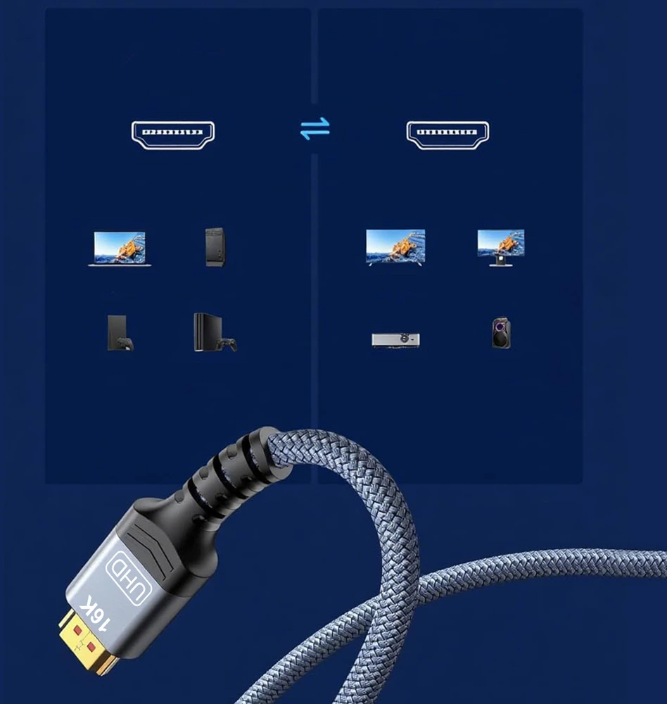 Wozinsky WPS-16AYL3S DisplayPort 2.1 Cable 80 Gb/s 16K@60Hz 8K@120Hz 4K@240Hz HDR HDCP DSC 3m - Juodas