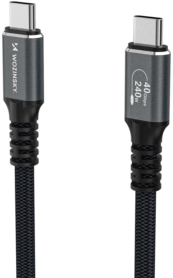 Wozinsky WPS-UY42S USB-C USB4 kabelis 40Gb/s 240W 2m 4K - Juodas