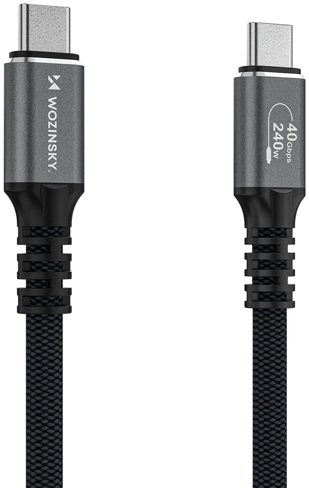 Wozinsky WPS-UY42S USB-C USB4 kabelis 40Gb/s 240W 2m 4K - Juodas