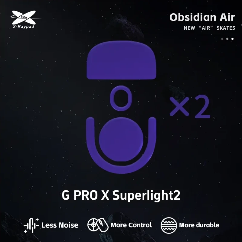 X-Raypad Obsidian Air Pelė Feet | Violetinė, x2, Logitech G Pro X Superlight 2