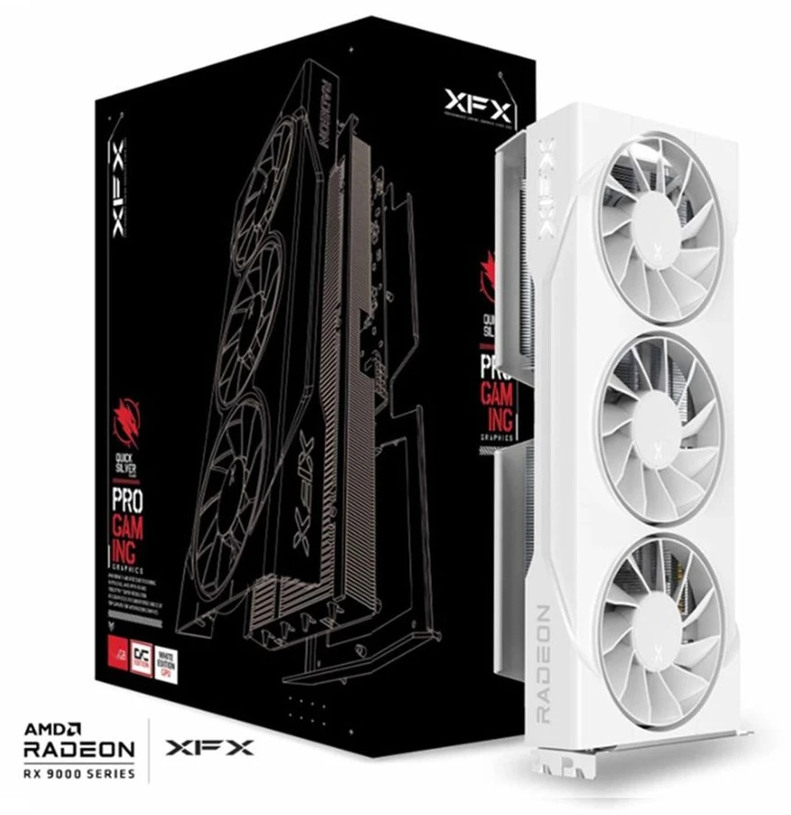 Vaizdo plokštė XFX Radeon RX 9060 XT Swift Baltas trijų ventiliatorių 16GB OC