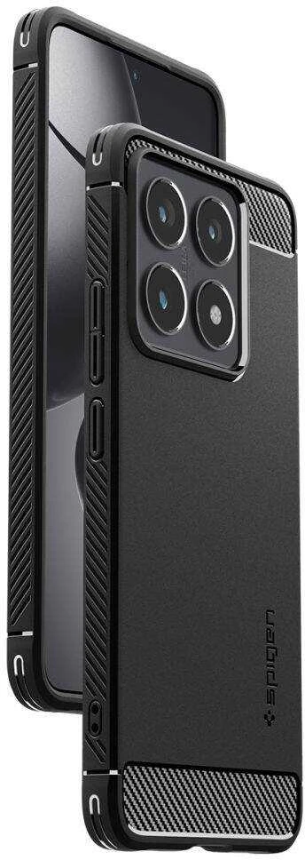 Spigen Rugged Armor dėklas skirtas Xiaomi 14T – Matte juodos spalvos