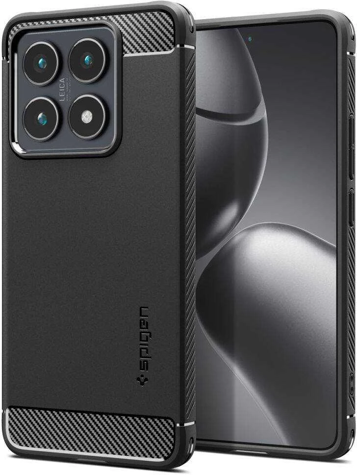 Spigen Rugged Armor dėklas skirtas Xiaomi 14T – Matte juodos spalvos
