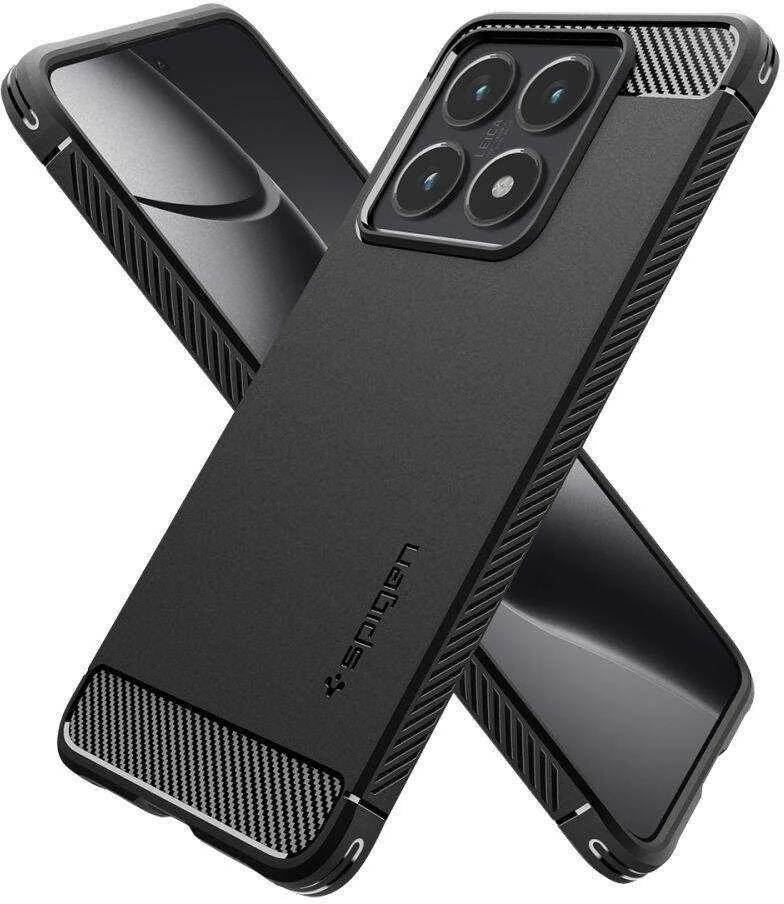 Spigen Rugged Armor dėklas skirtas Xiaomi 14T – Matte juodos spalvos