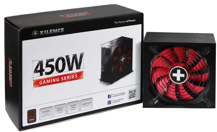 XLE Xilence Performance A+ XN213 maitinimo blokas 450 W 20+4 pin ATX ATX Juoda