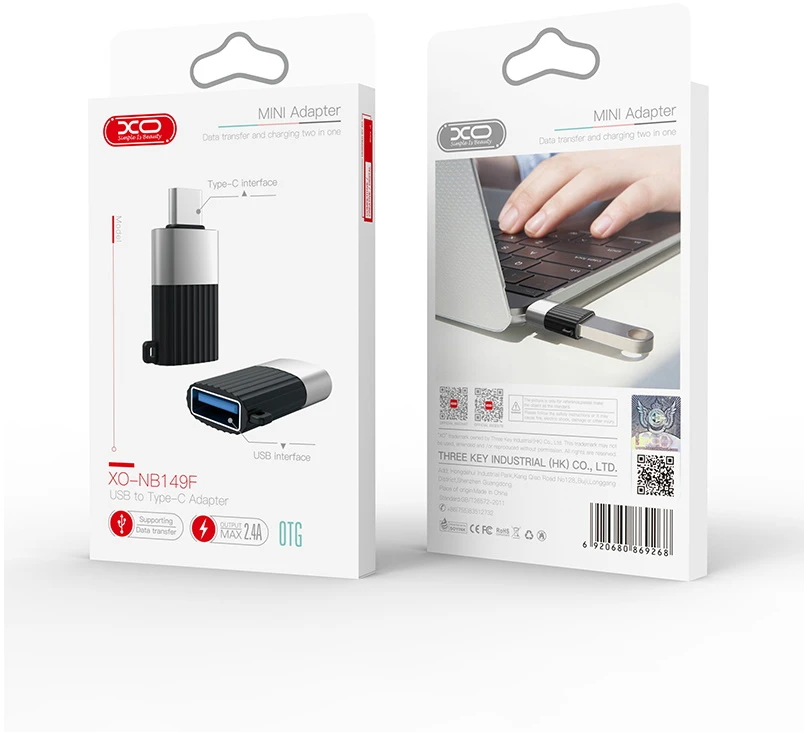XO adapteris NB149-F USB – USB-C juodas OTG
