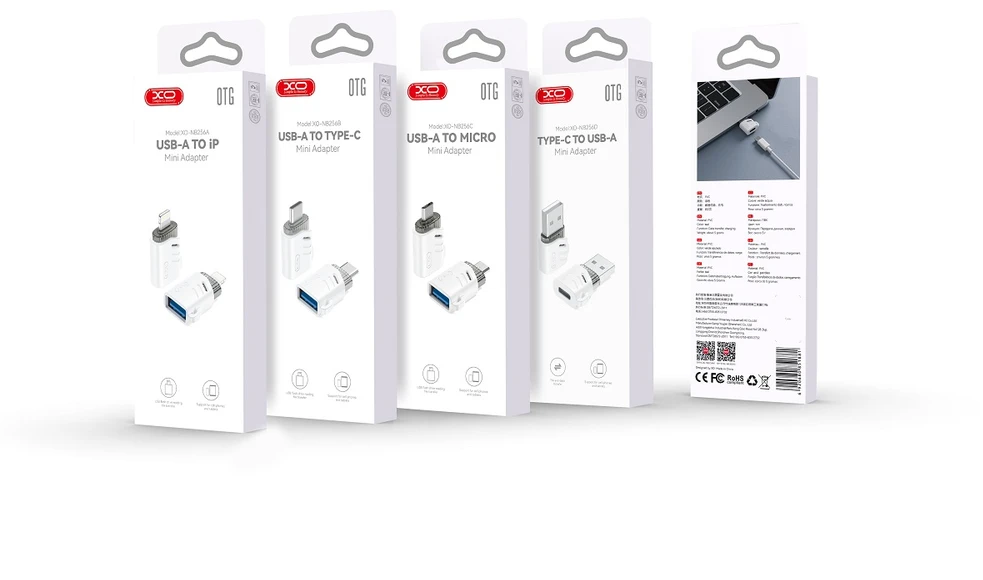 XO adapteris NB256B OTG USB – USB-C baltas