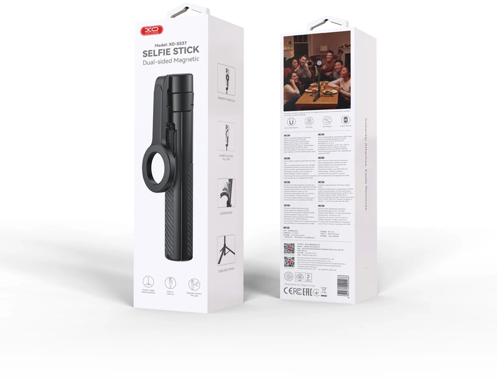XO asmenukių lazda Bluetooth trikojis SS37 juodas magnetinis, skirtas MagSafe 124cm