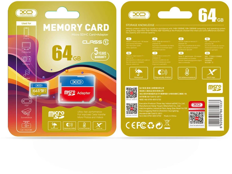 XO atminties kortelė 64GB Micro SDXC cl. 10 + adapteris