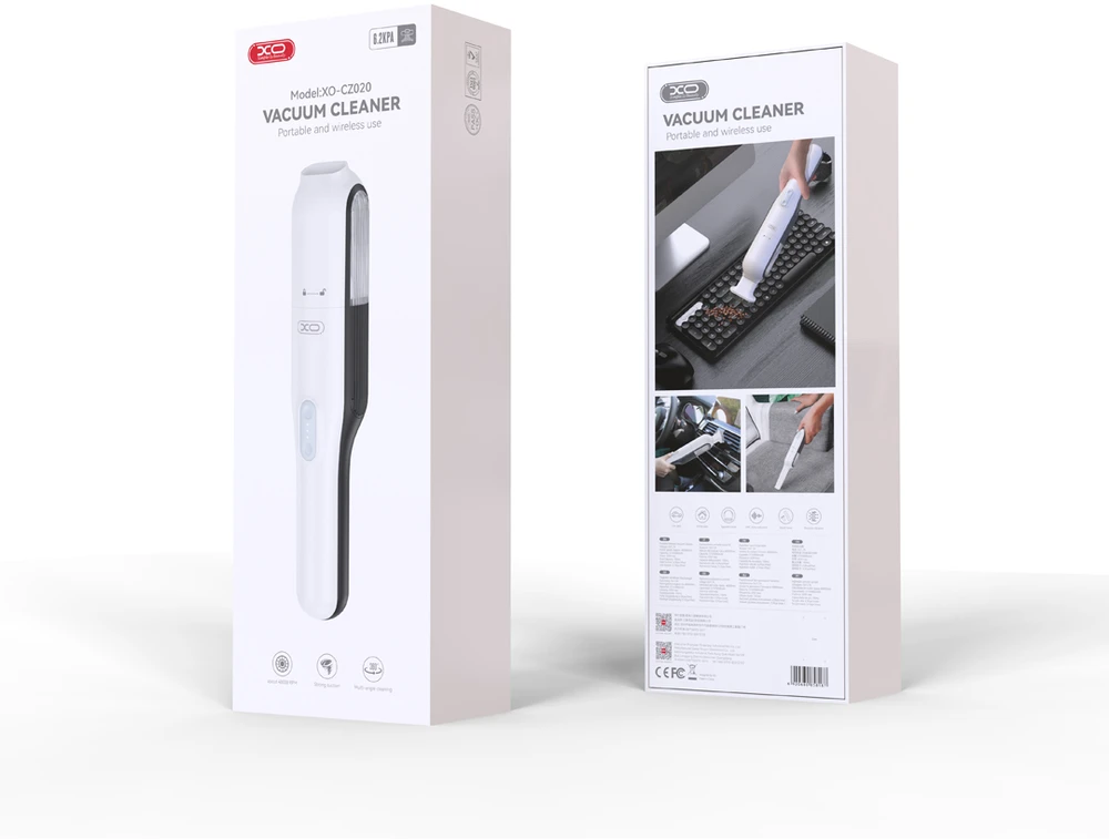 XO automobilinis dulkių siurblys CZ020 baltas belaidis 65W 6.7Kpa