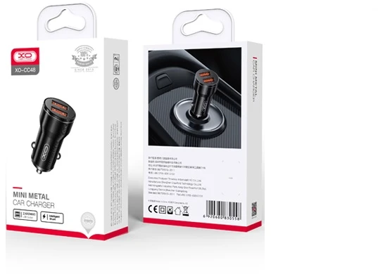 XO automobilinis įkroviklis CC48 2x USB 2,4A juodas