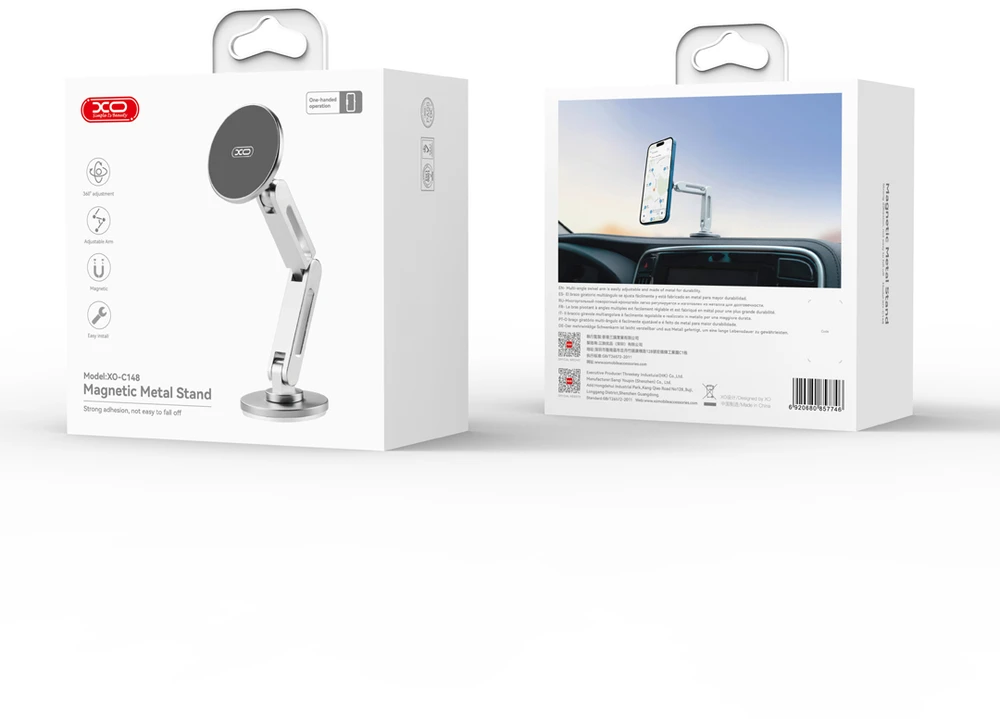 XO automobilinis laikiklis C148 magnetinis sidabrinis klijuotas