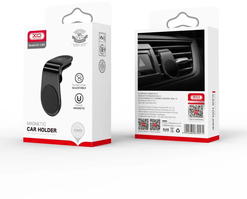 XO automobilinis laikiklis C82 magnetinis juodos spalvos oro grotelėms