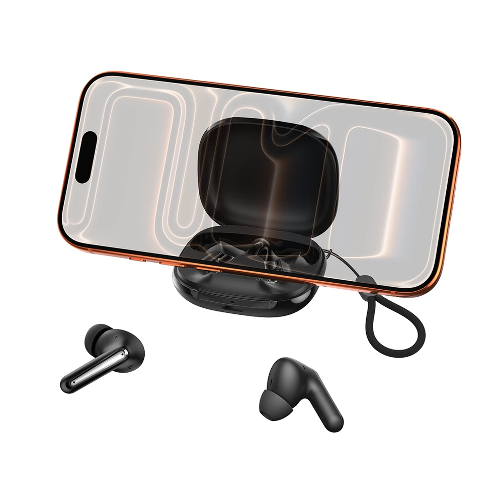 XO Bluetooth ausinės G53 TWS juodos spalvos ANC + ENC su stovu