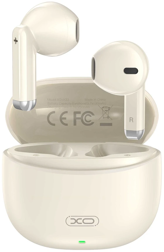 XO Bluetooth ausinės X33 TWS smėlio spalvos