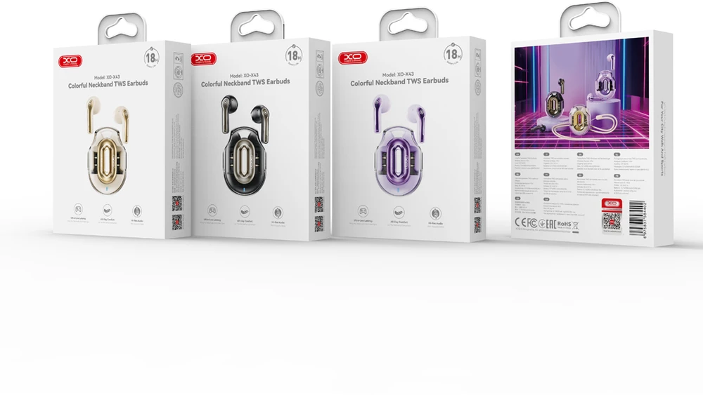 XO Bluetooth ausinės X43 TWS juodos
