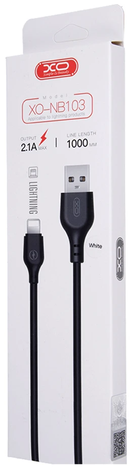 XO laidas NB103 USB – Lightning 1,0 m 2,1A baltas