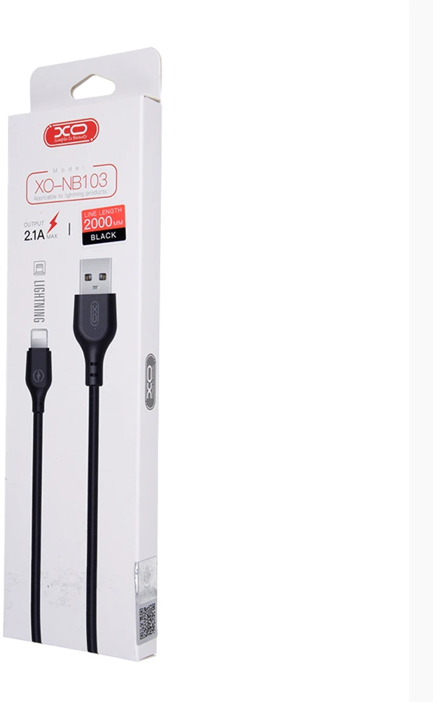 XO kabelis NB103 USB – Lightning 2,0 m 2,1A juodas