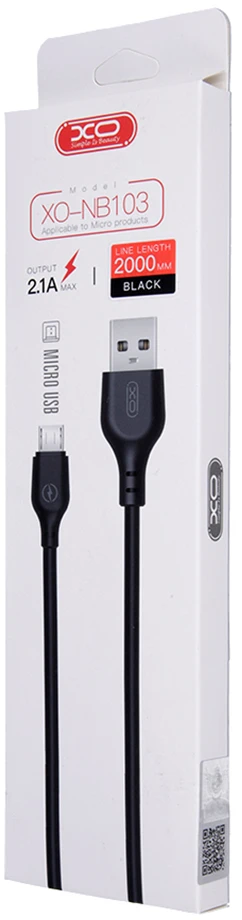 XO laidas NB103 USB – microUSB 2,0 m 2,1A juodas