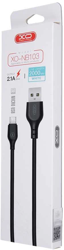 XO kabelis NB103 USB - microUSB 2,0 m 2,1A baltos spalvos