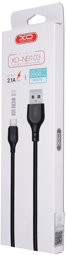 XO kabelis NB103 USB – microUSB 2,0 m 2,1A baltas