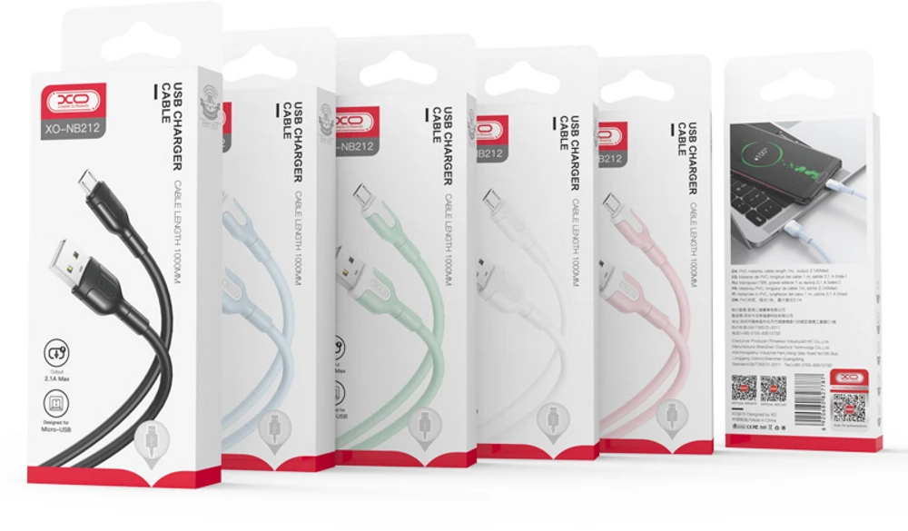 XO kabelis NB212 USB – USB-C 1,0 m 2,1A žalias