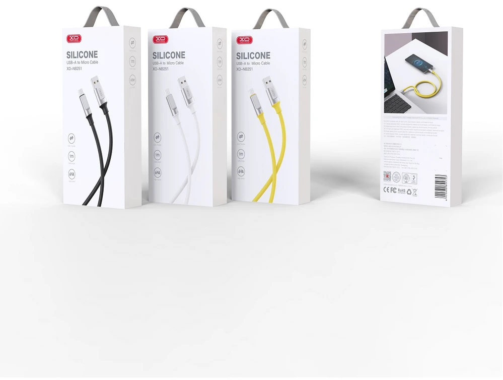 XO kabelis NB251 USB – microUSB 1,0 m 6A baltas