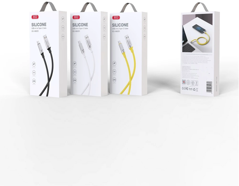 XO kabelis NB251 USB – USB-C 1,0 m 6A baltas