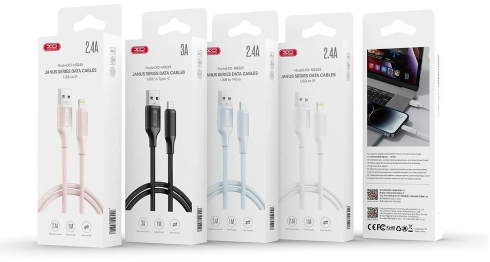 XO kabelis NB265 USB – USB-C 1,0m 3A juodas