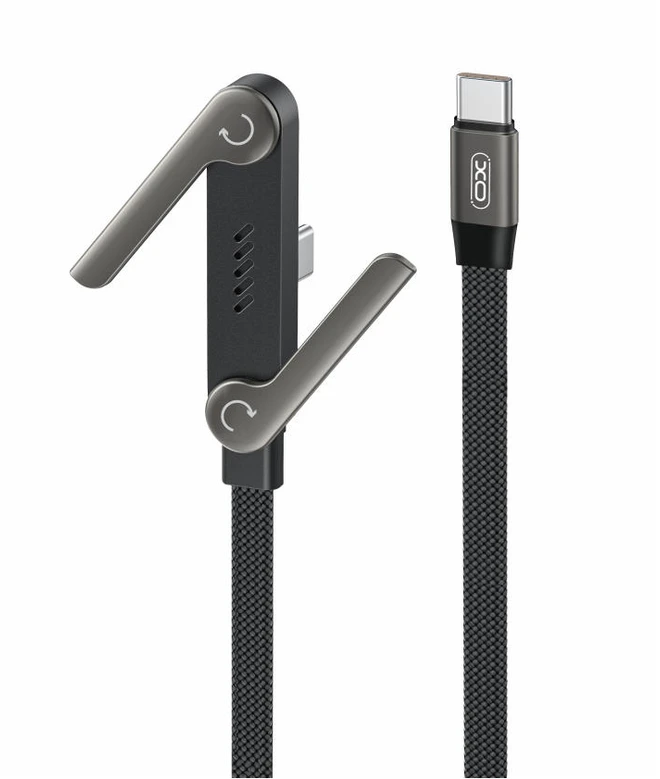 XO laidas NB-Q311 PD USB-C – USB-C 1,5m 240W juodas plokščias su stovu