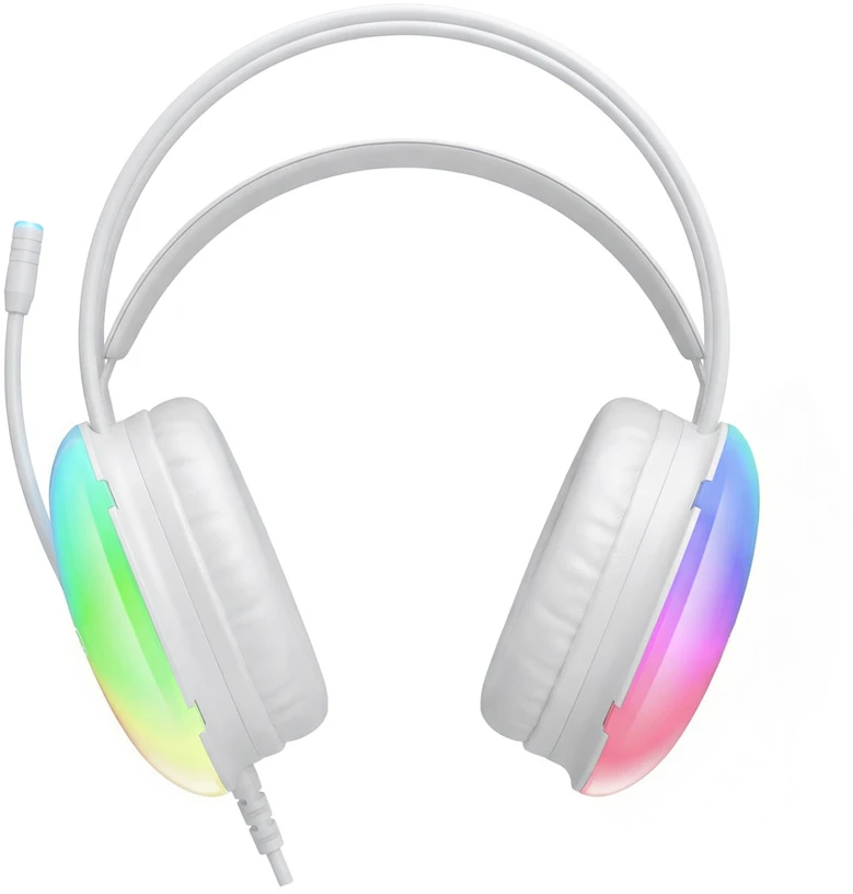 XO laidinės ausinės GE11 jack 3,5mm – USB-A baltos su RGB mikrofonu