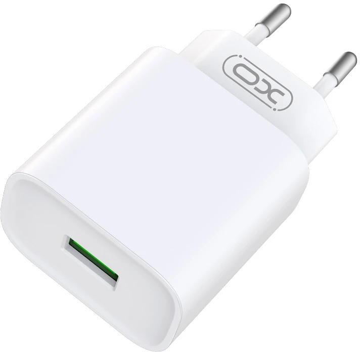 XO sieninis įkroviklis CE02D QC 3.0 18W 1x USB baltas + Lightning laidas