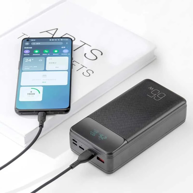 XO laptop power bank PR201 65W 30000mAh juodos spalvos
