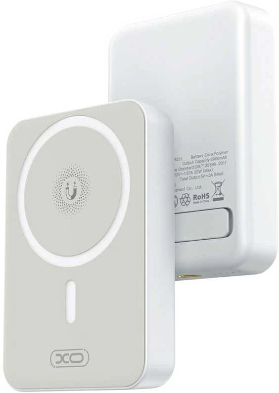XO išorinė baterija magnetinė PR231 20W 10000mAh balta skirta MagSafe