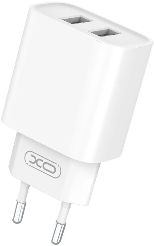 XO sieninis įkroviklis CE02C 2x USB 2,1A baltas