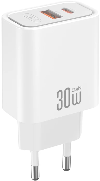 XO sieninis įkroviklis CE42 PD 30W 1x USB-C 1x USB baltas