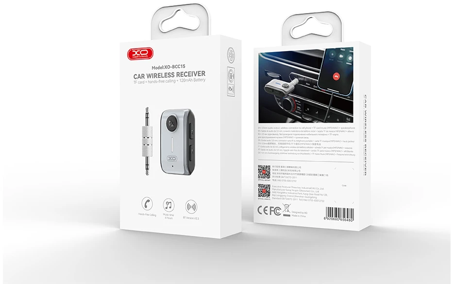 XO FM siųstuvas BCC15 Bluetooth MP3 3,5 mm jungtis juodas