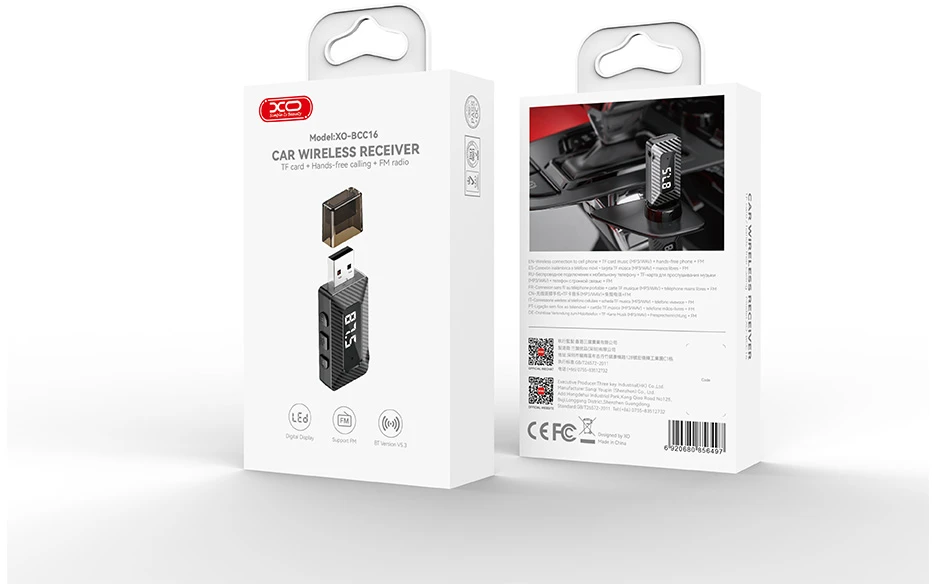 XO FM siųstuvas BCC16 Bluetooth MP3 USB juodas