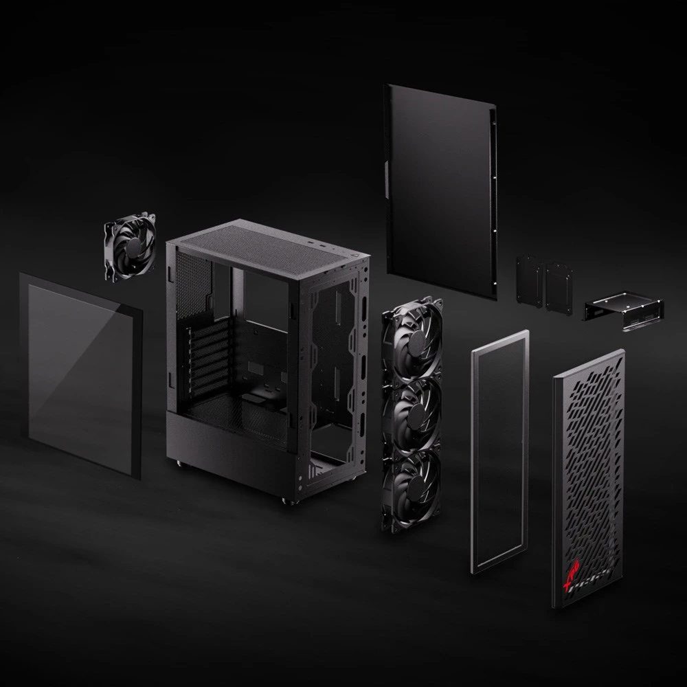 ADATA XPG Valor Air ATX Midi Tower juodas Glas 4x120mm