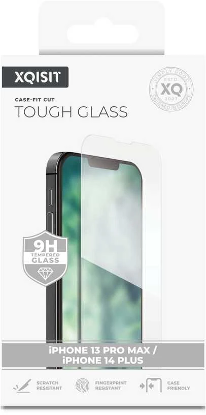 „XQISIT NP“ tvirtas „iPhone 13 Pro Max“ apsauginis stiklas „CF“, skaidrus
