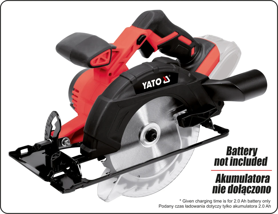 YATO diskinis pjūklas 165mm 18V BE BATERIJAŲ IR Įkroviklio